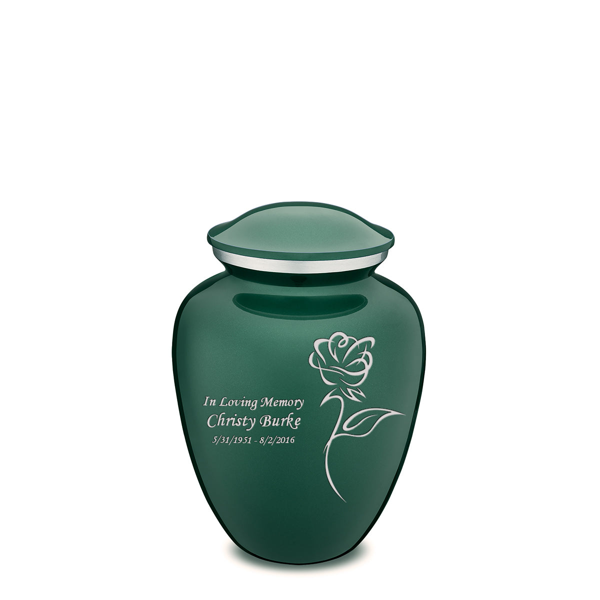 Medium Embrace Green Rose Cremation Urn