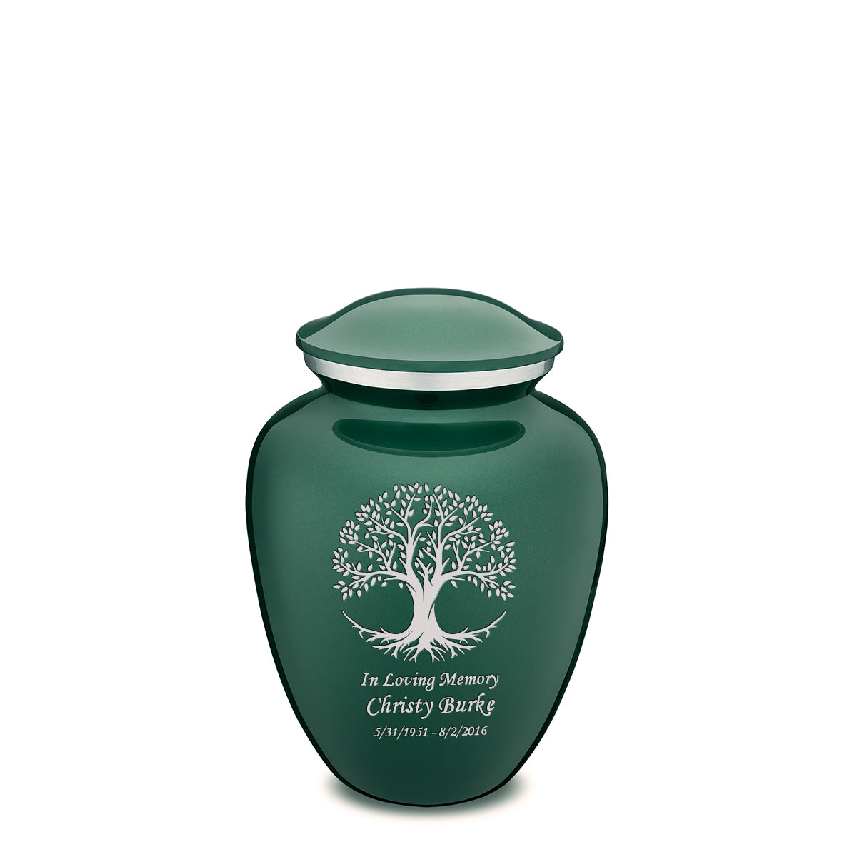 Medium Embrace Green Tree of Life Cremation Urn