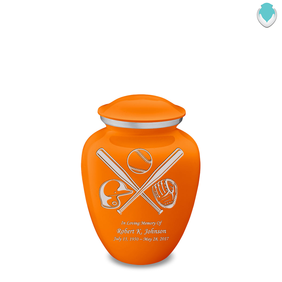Medium Embrace Burnt Orange Baseball Cremation Urn