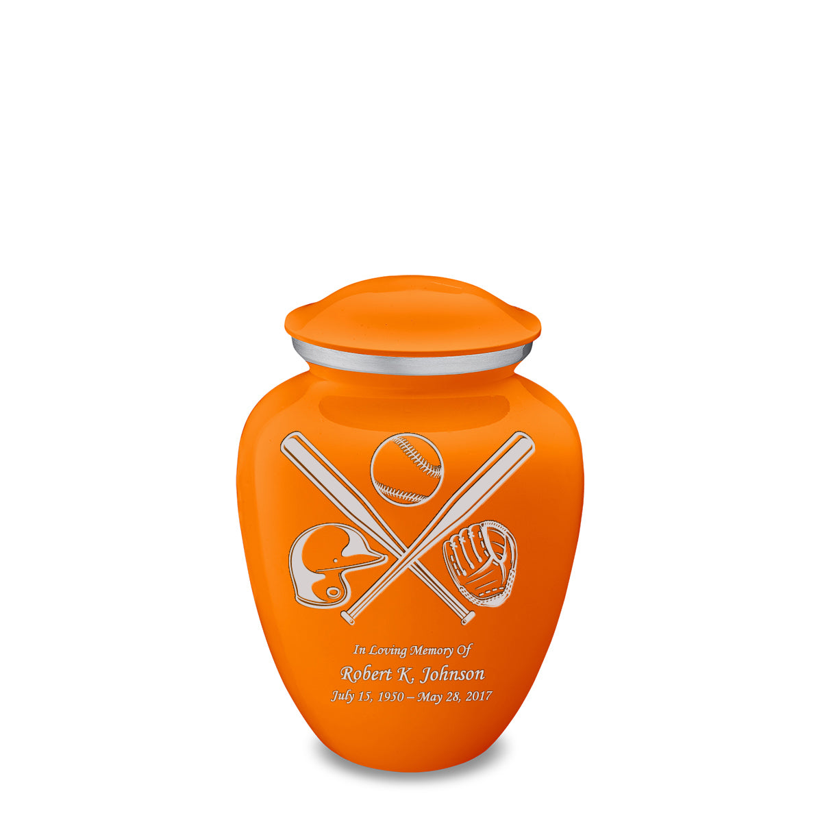 Medium Embrace Burnt Orange Baseball Cremation Urn