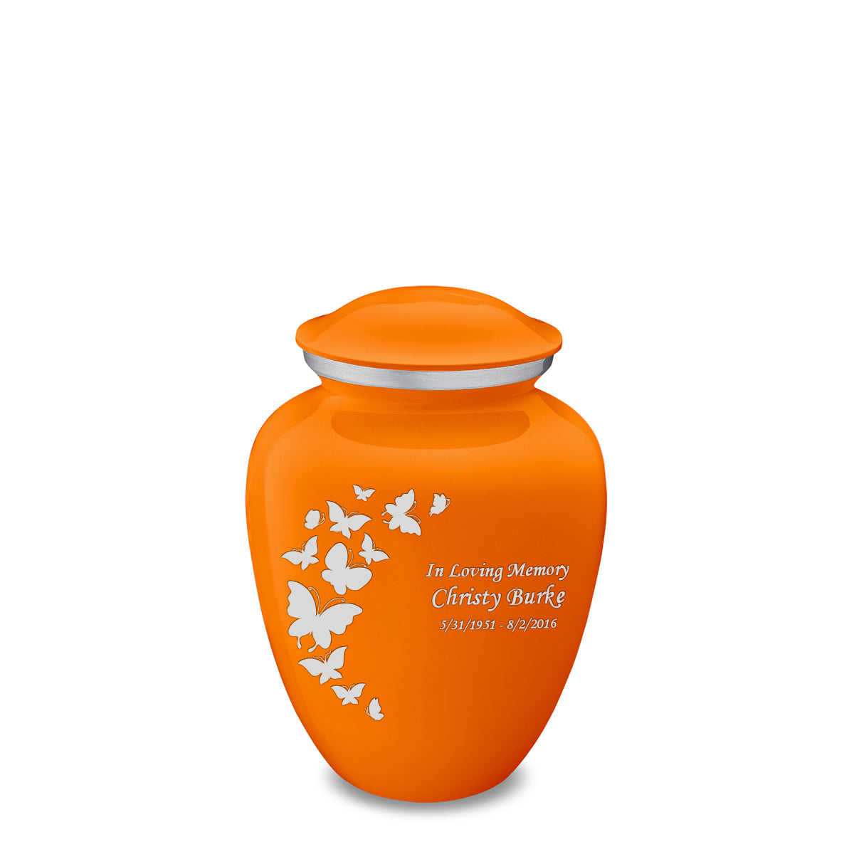 Medium Embrace Burnt Orange Butterfly Cremation Urn
