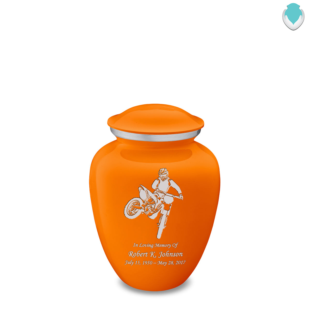 Medium Embrace Burnt Orange Dirt Bike Cremation Urn