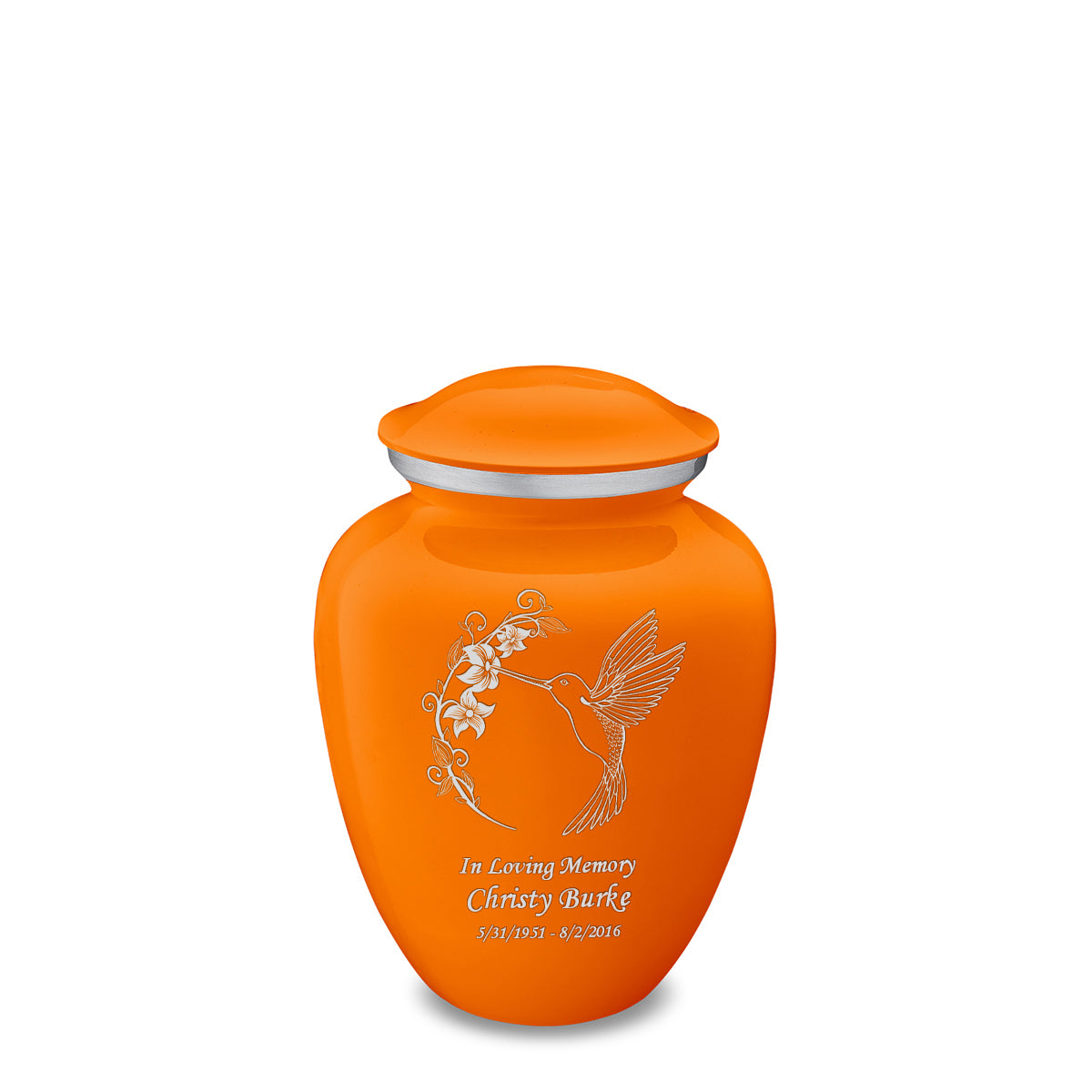 Medium Embrace Burnt Orange Hummingbird Cremation Urn