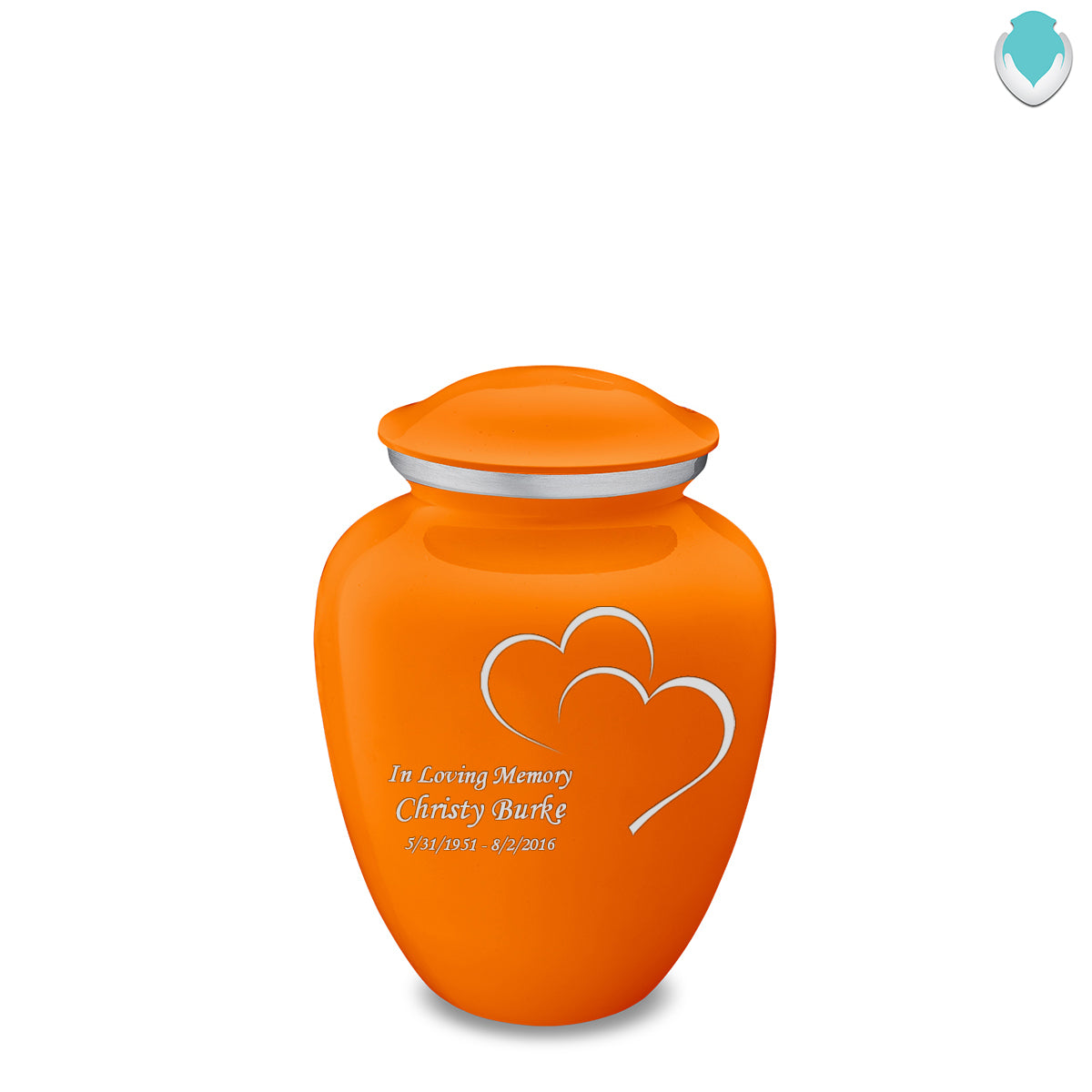 Medium Embrace Burnt Orange Hearts Cremation Urn
