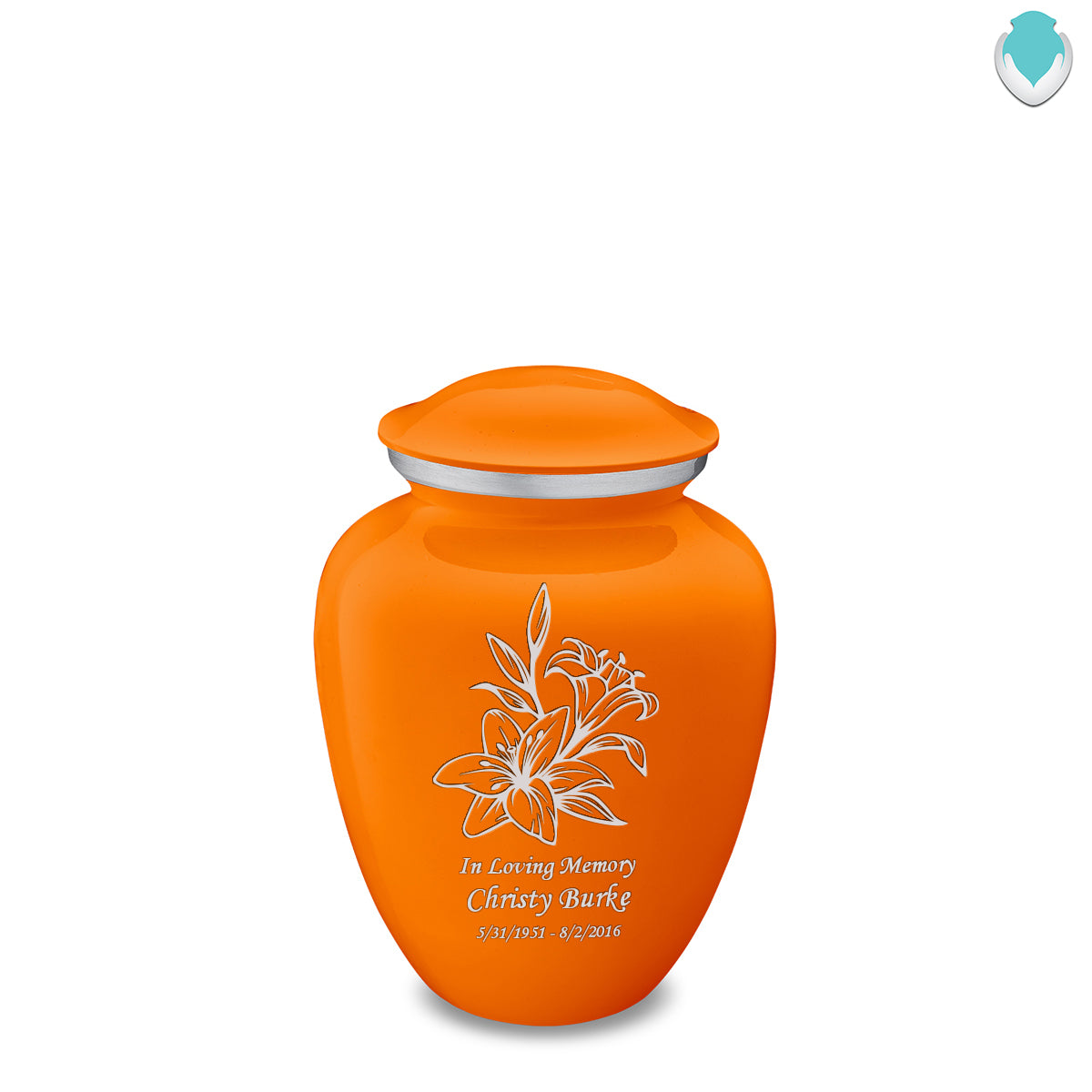 Medium Embrace Burnt Orange Lily Cremation Urn