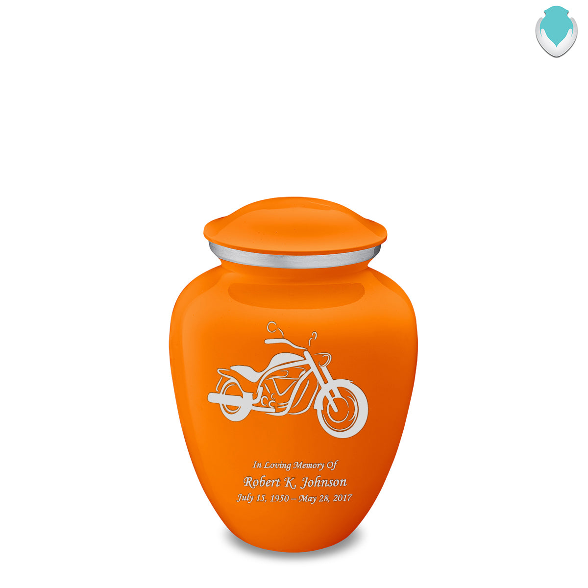 Medium Embrace Burnt Orange Motorcycle Cremation Urn