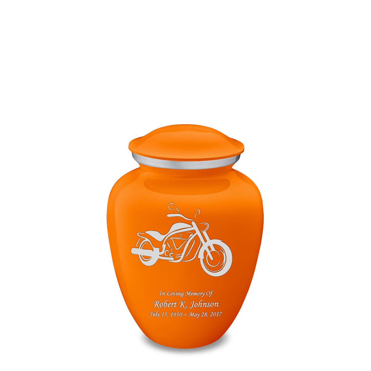Medium Embrace Burnt Orange Motorcycle Cremation Urn