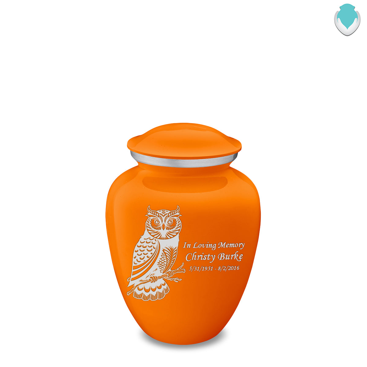 Medium Embrace Burnt Orange Owl Cremation Urn