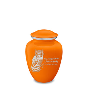 Medium Embrace Burnt Orange Owl Cremation Urn