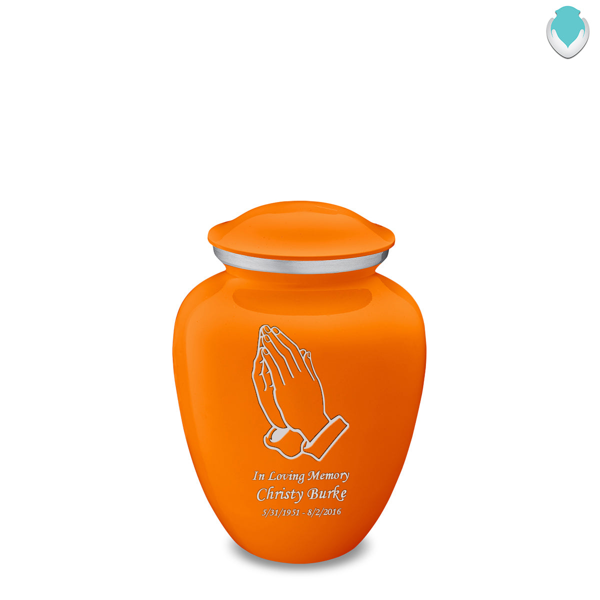 Medium Embrace Burnt Orange Praying Hands Cremation Urn
