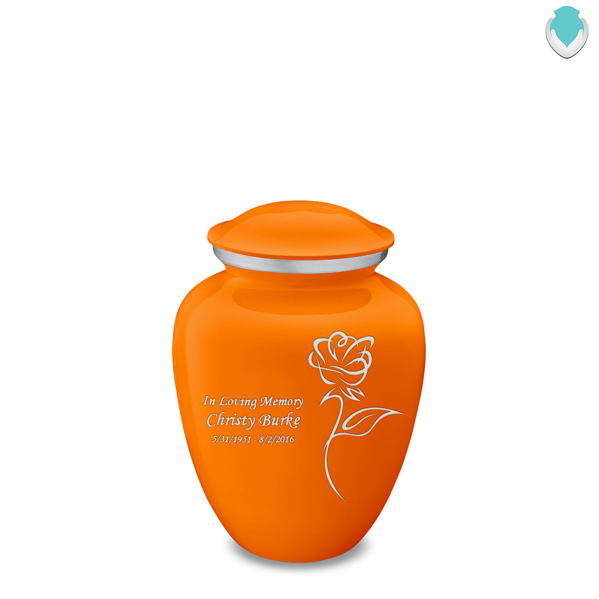 Medium Embrace Burnt Orange Rose Cremation Urn