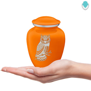 Medium Embrace Burnt Orange Owl Cremation Urn