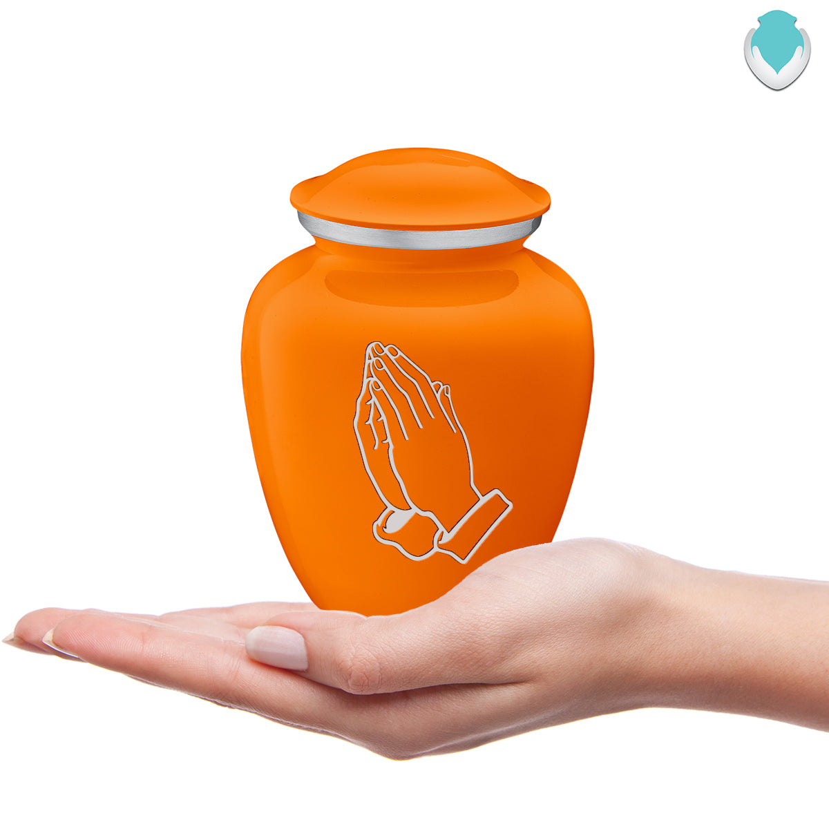 Medium Embrace Burnt Orange Praying Hands Cremation Urn