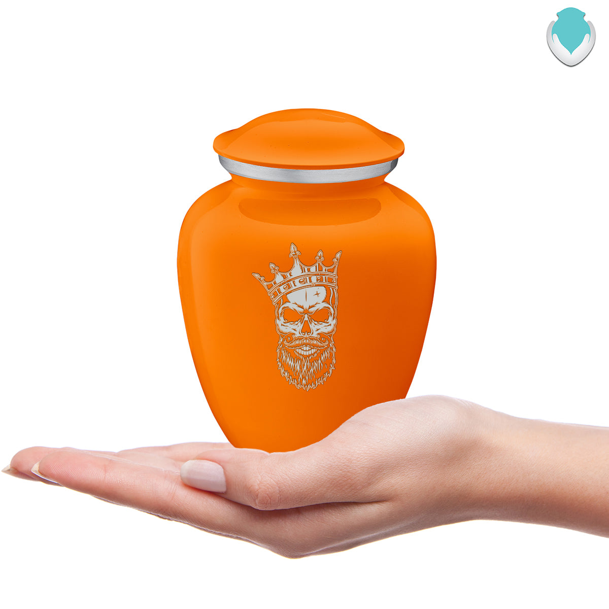 Medium Embrace Burnt Orange Skull Cremation Urn