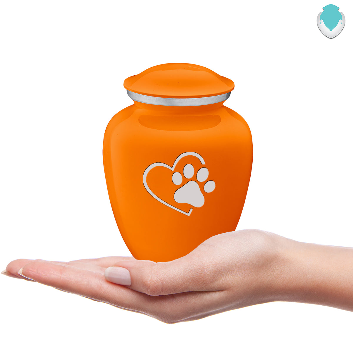 Medium Embrace Burnt Orange Single Paw Heart Pet Cremation Urn