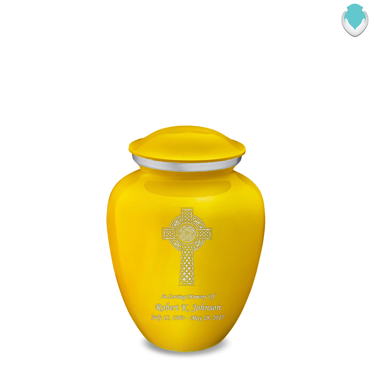 Medium Embrace yellow Celtic Cross Cremation Urn