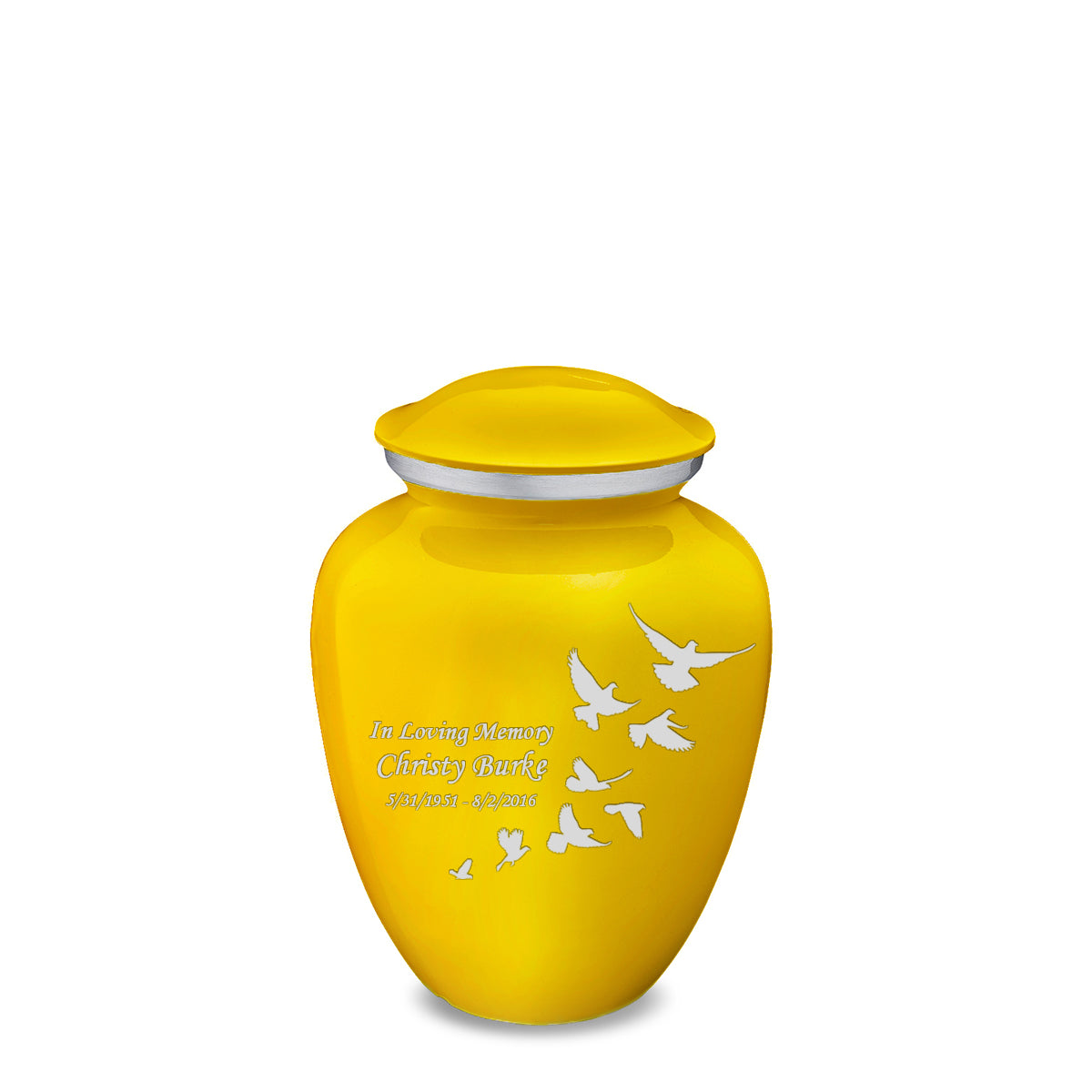 Medium Embrace Yellow Doves Cremation Urn