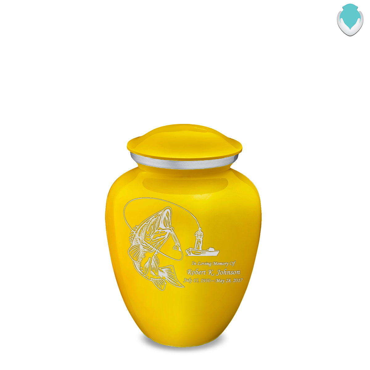 Medium Embrace Yellow Fishing Cremation Urn