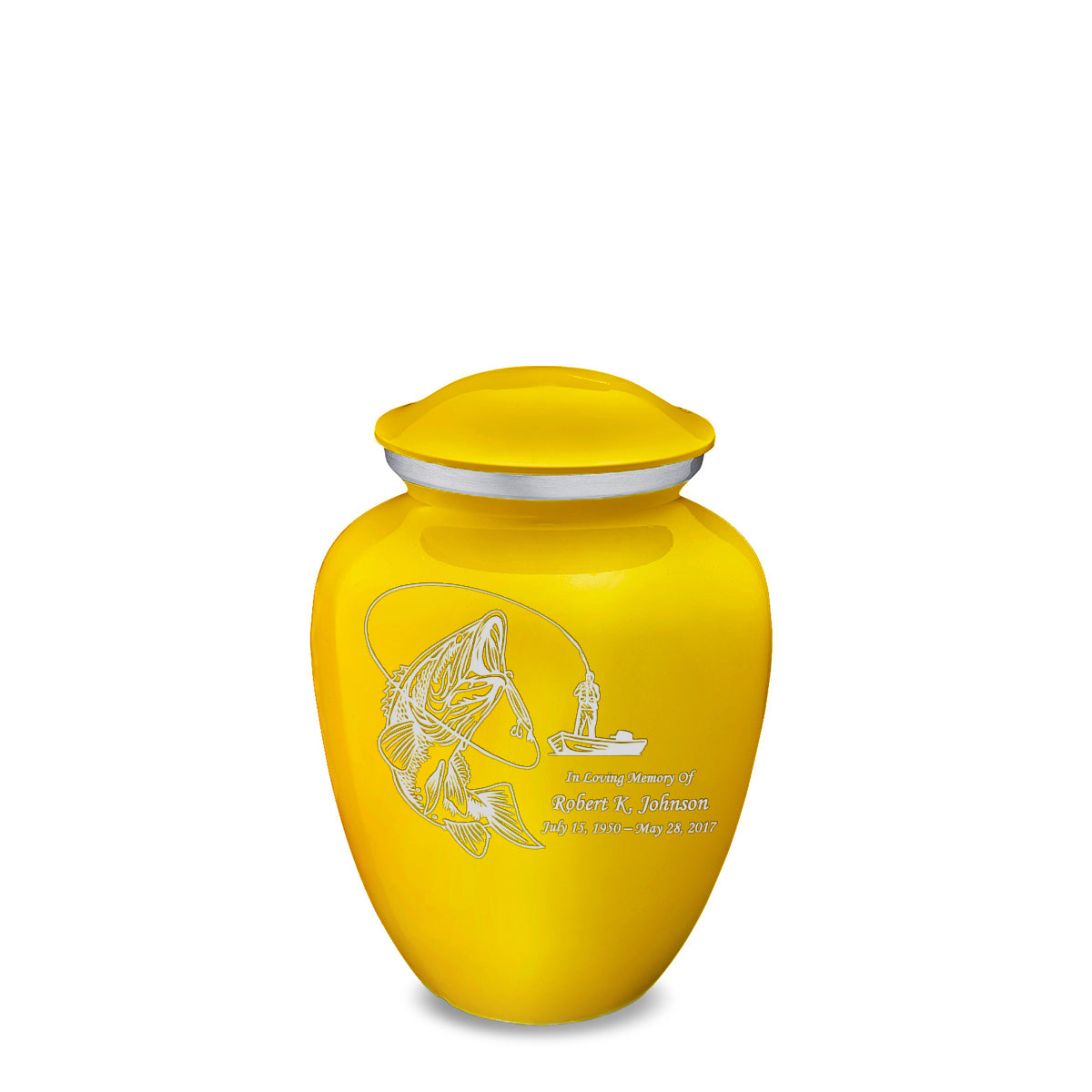 Medium Embrace Yellow Fishing Cremation Urn