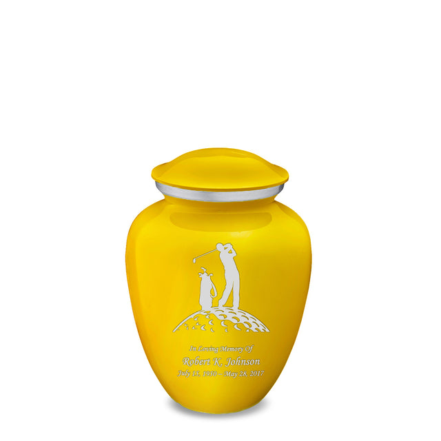 Medium Embrace Yellow Golfer Cremation Urn