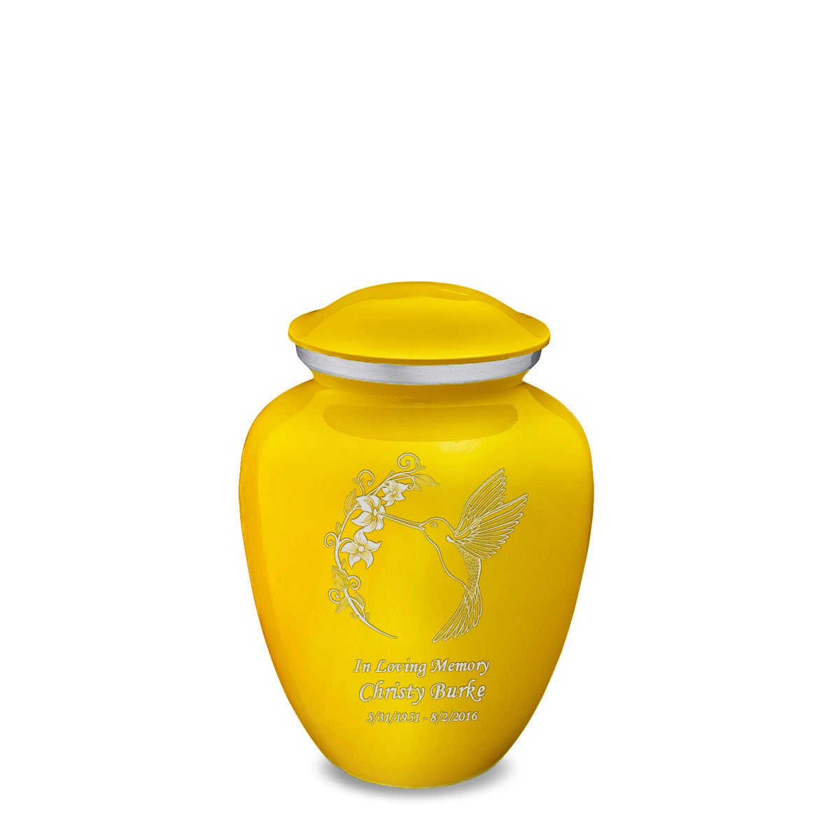 Medium Embrace Yellow Hummingbird Cremation Urn