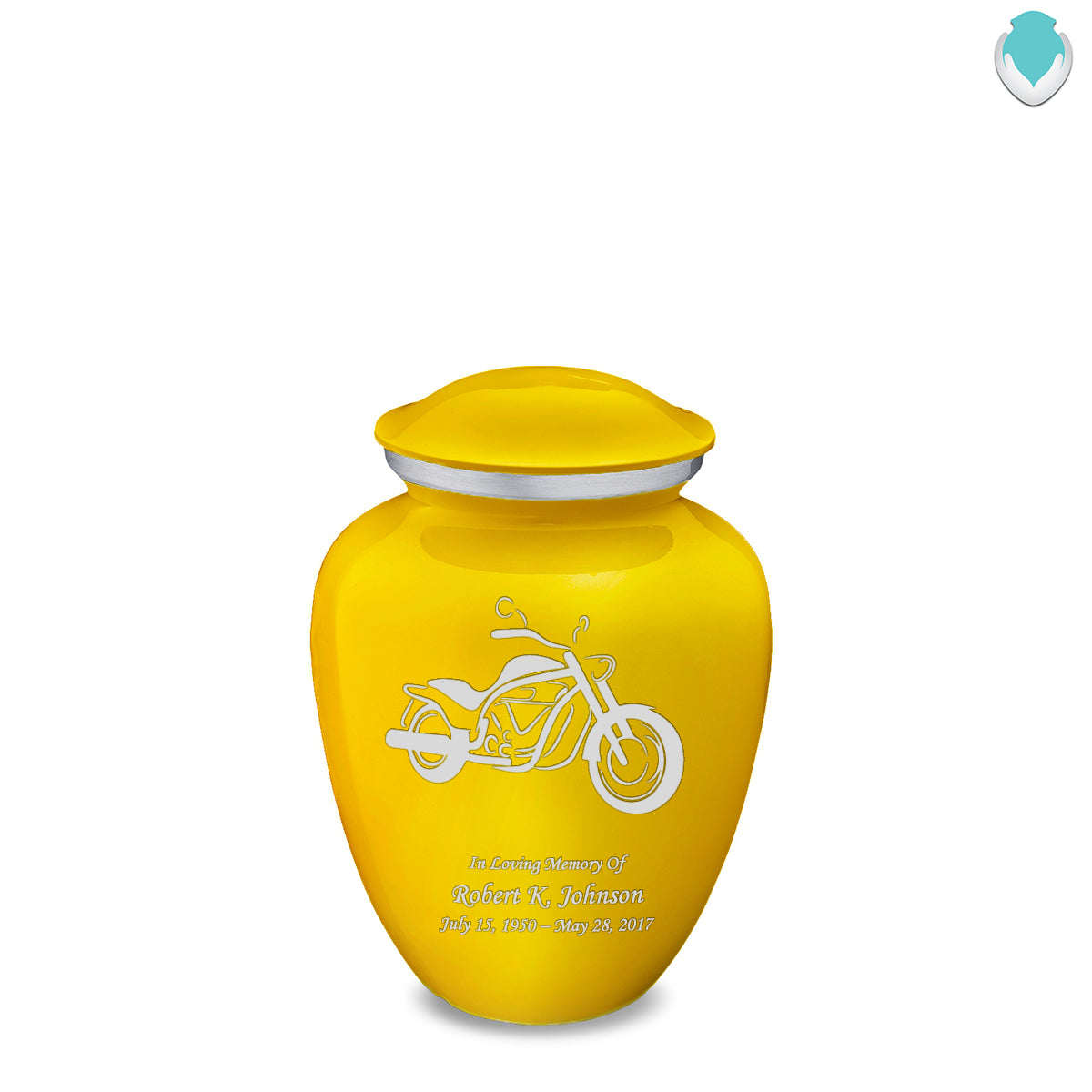 Medium Embrace Yellow Motorcycle Cremation Urn