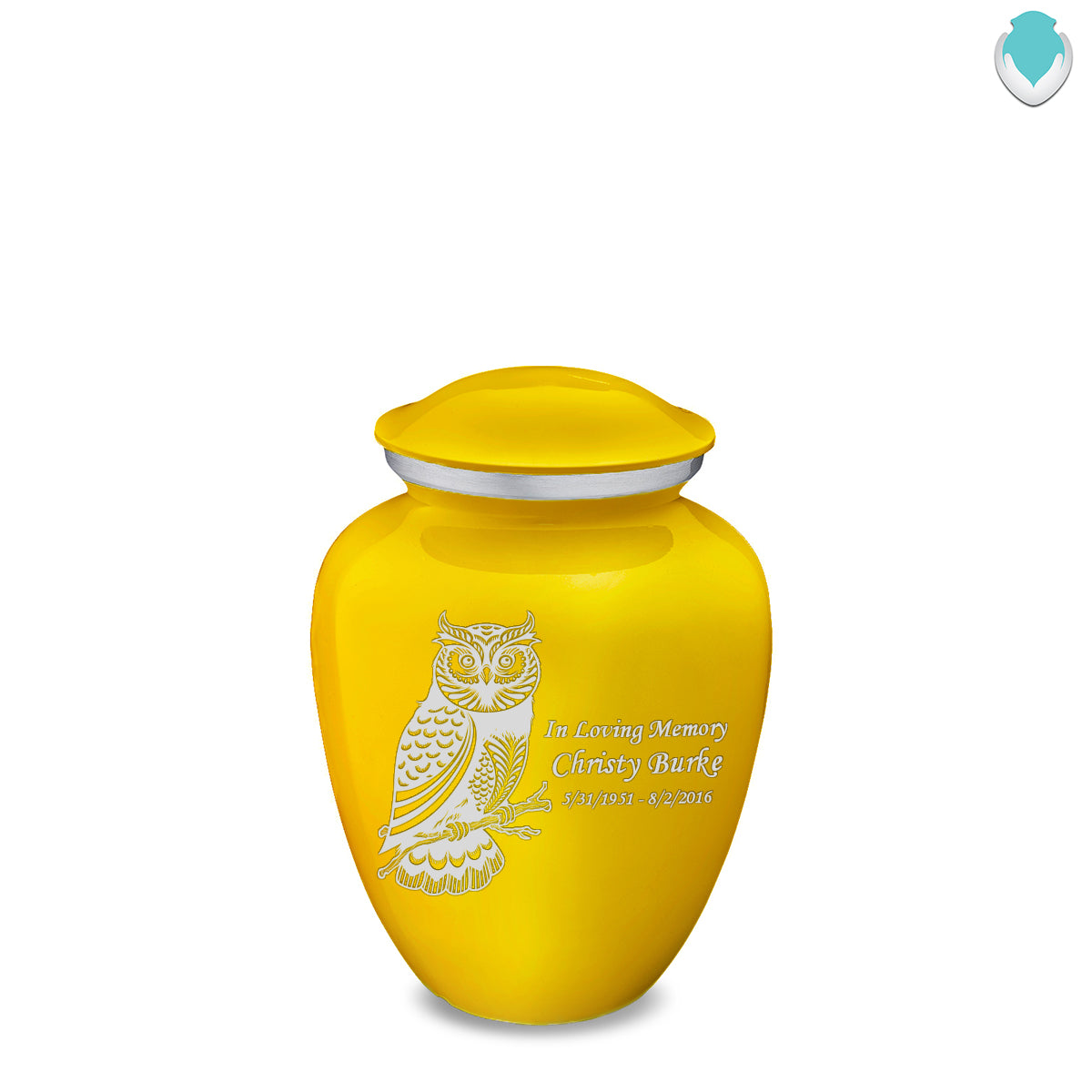Medium Embrace Yellow Owl Cremation Urn
