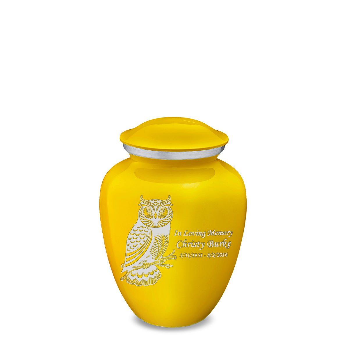 Medium Embrace Yellow Owl Cremation Urn