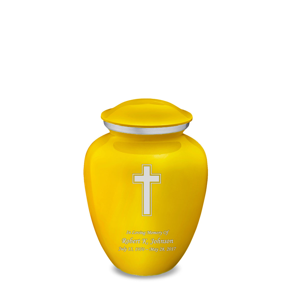 Medium Embrace Yellow Simple Cross Cremation Urn