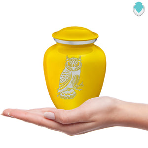 Medium Embrace Yellow Owl Cremation Urn