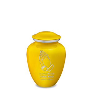 Medium Embrace Yellow Praying Hands Cremation Urn