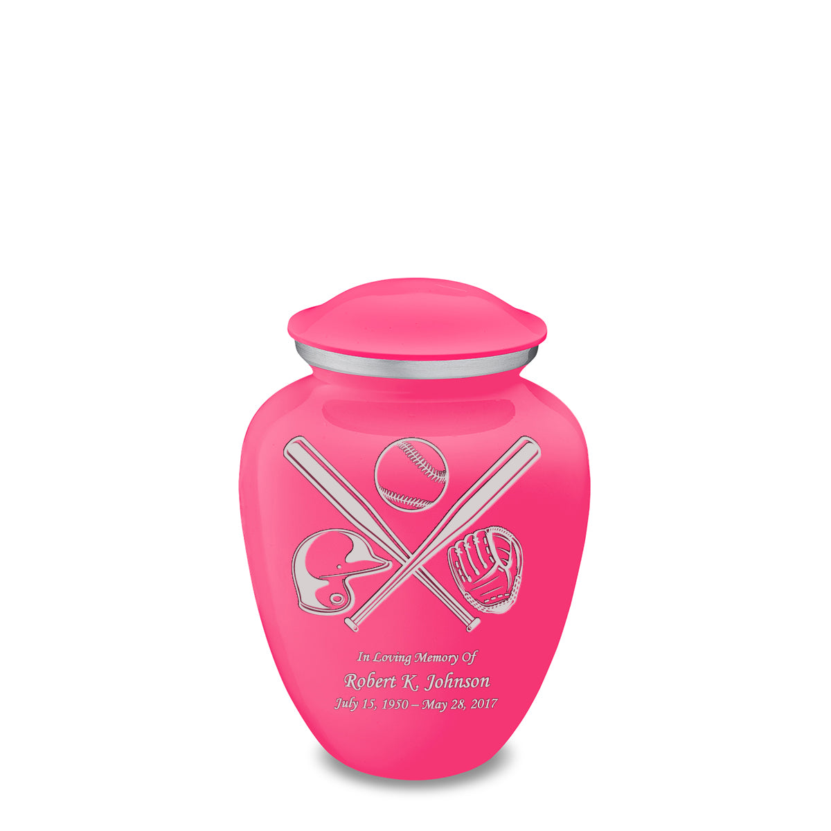Medium Embrace Bright Pink Baseball Cremation Urn