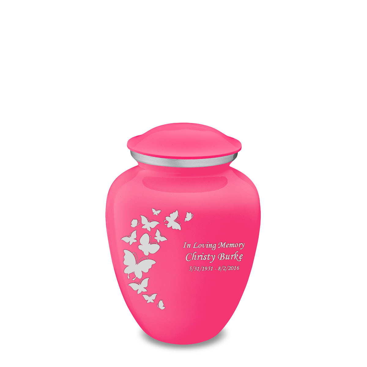 Medium Embrace Bright Pink Butterfly Cremation Urn