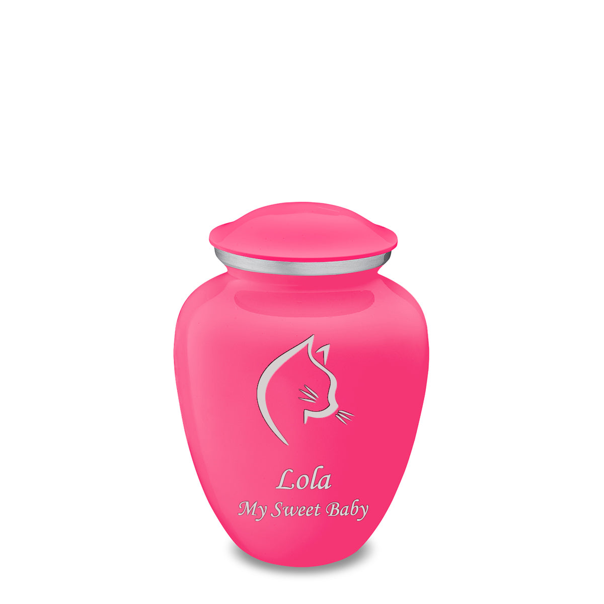 Medium Embrace Bright Pink Cat Pet Cremation Urn