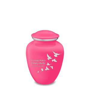 Medium Embrace Bright Pink Doves Cremation Urn