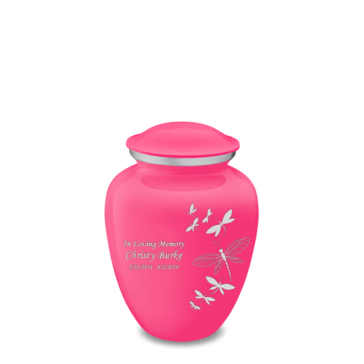 Medium Embrace Bright Pink Dragonflies Cremation Urn