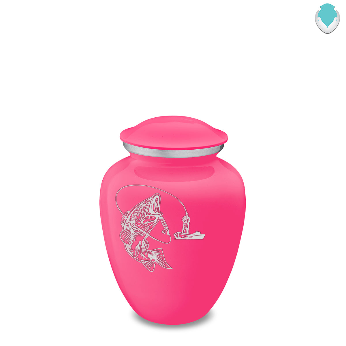 Medium Embrace Bright Pink Fishing Cremation Urn