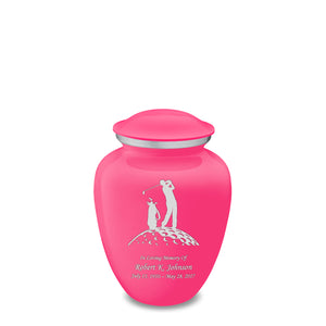 Medium Embrace Bright Pink Golfer Cremation Urn