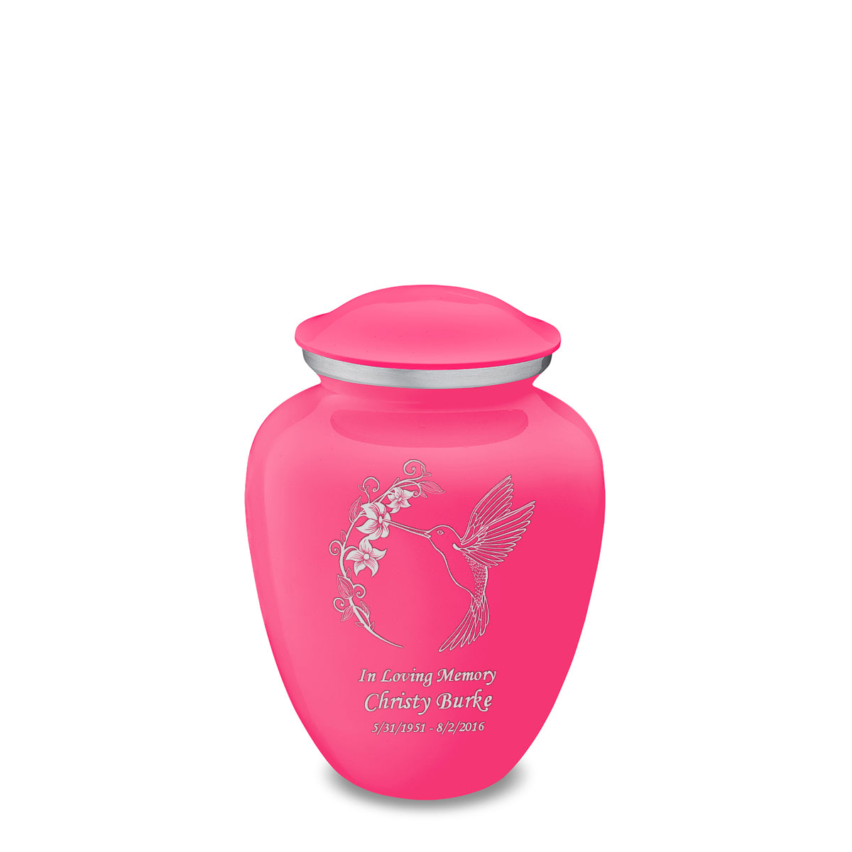 Medium Embrace Bright Pink Hummingbird Cremation Urn