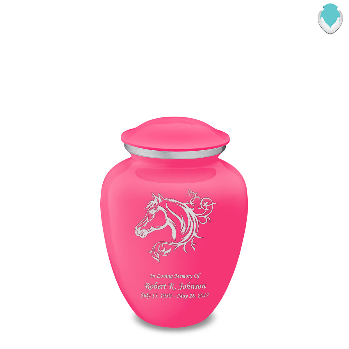 Medium Embrace Bright Pink Horse Cremation Urn