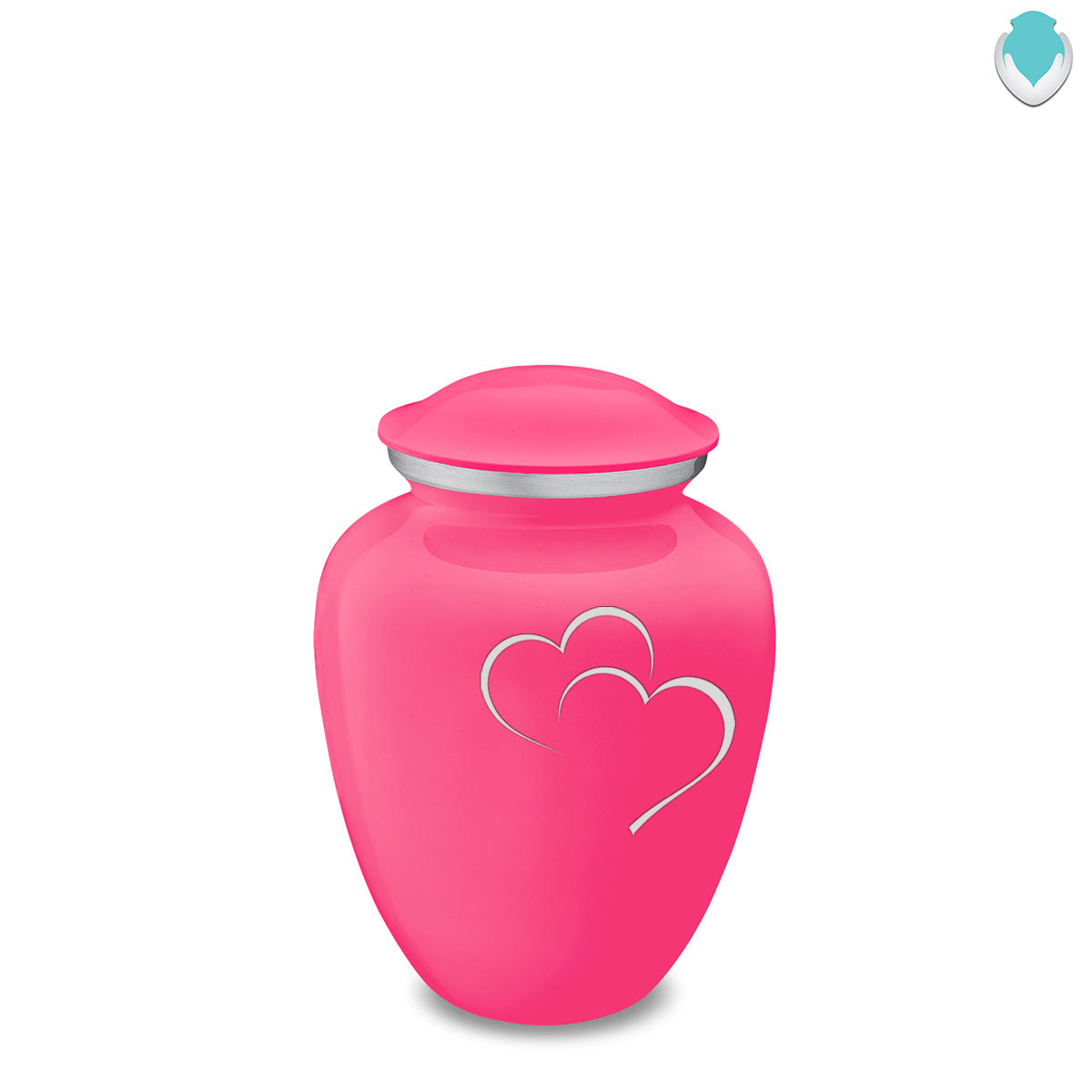 Medium Embrace Bright Pink Hearts Cremation Urn