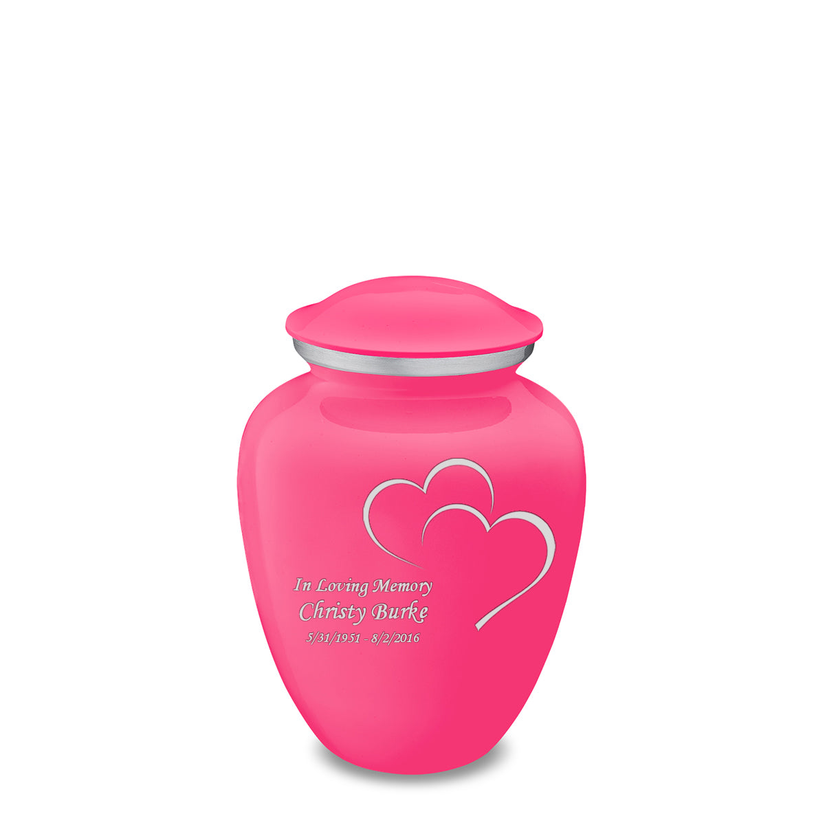 Medium Embrace Bright Pink Hearts Cremation Urn