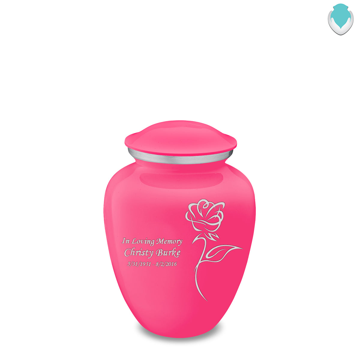 Medium Embrace Bright Pink Rose Cremation Urn