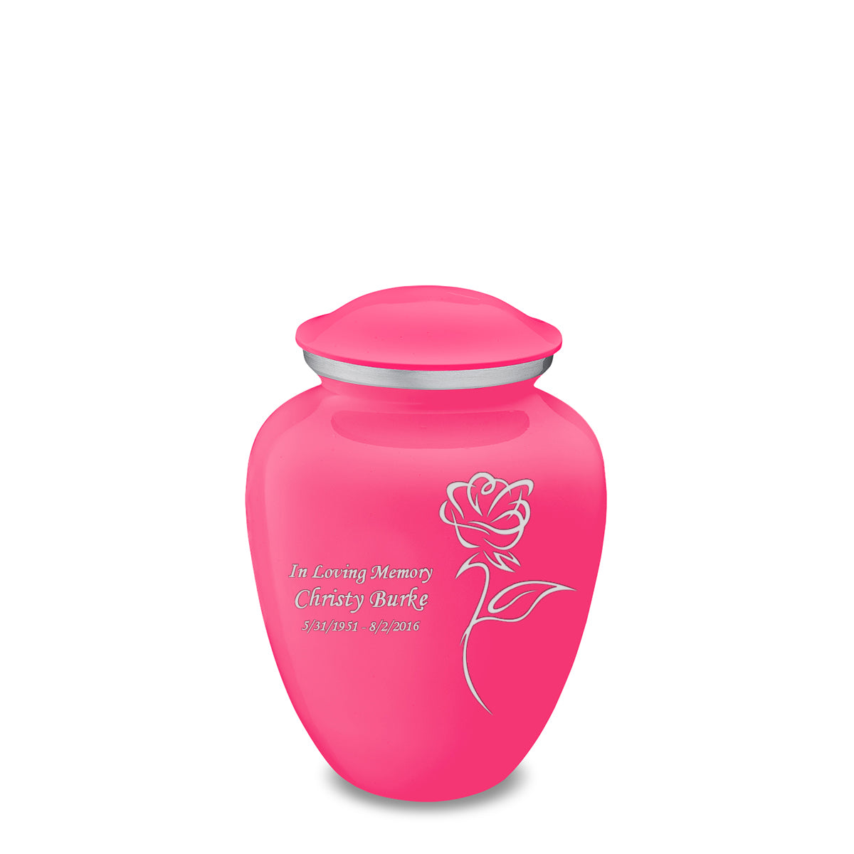 Medium Embrace Bright Pink Rose Cremation Urn