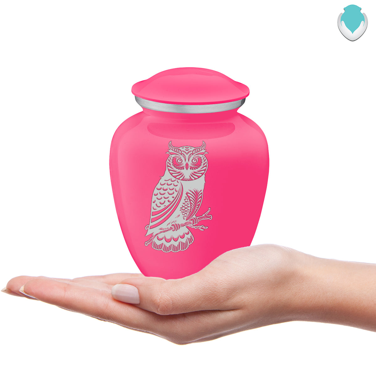 Medium Embrace Bright Pink Owl Cremation Urn