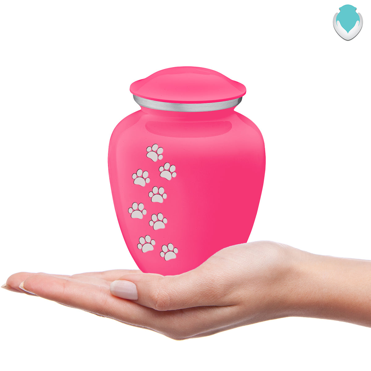 Medium Embrace Bright Pink Walking Paws Pet Cremation Urn