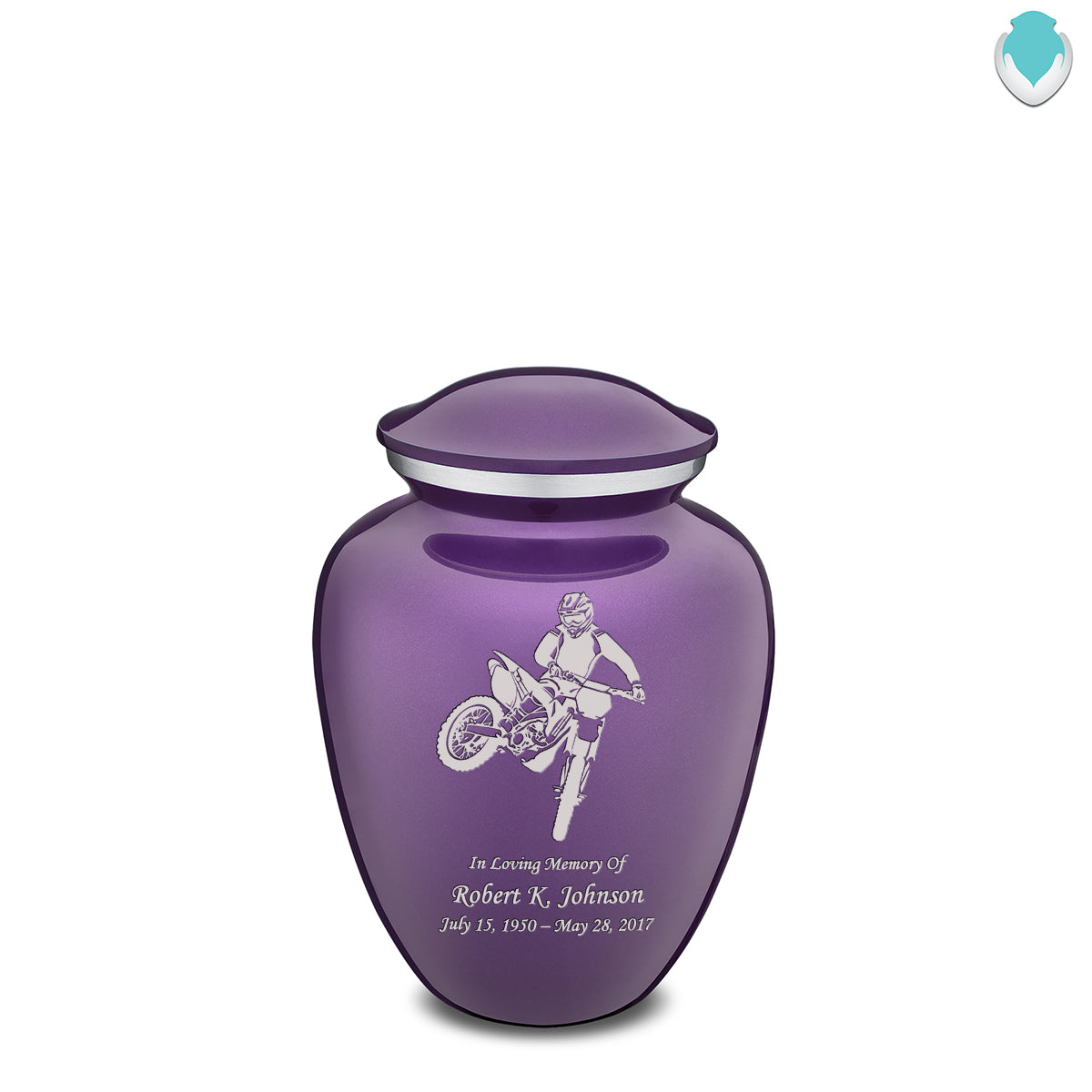 Medium Embrace Purple Dirt Bike Cremation Urn