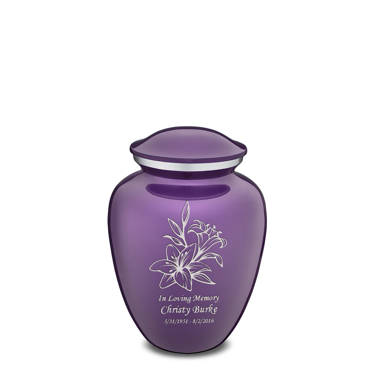 Medium Embrace Purple Lily Cremation Urn