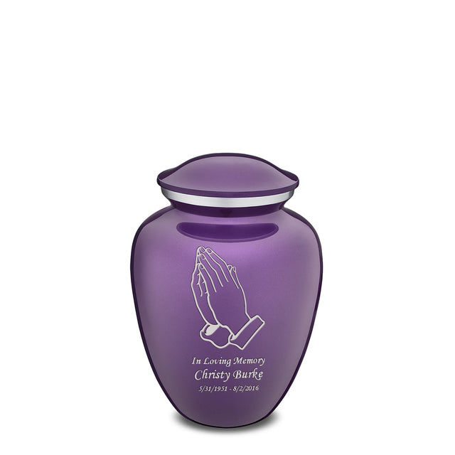 Medium Embrace Purple Praying Hands Cremation Urn
