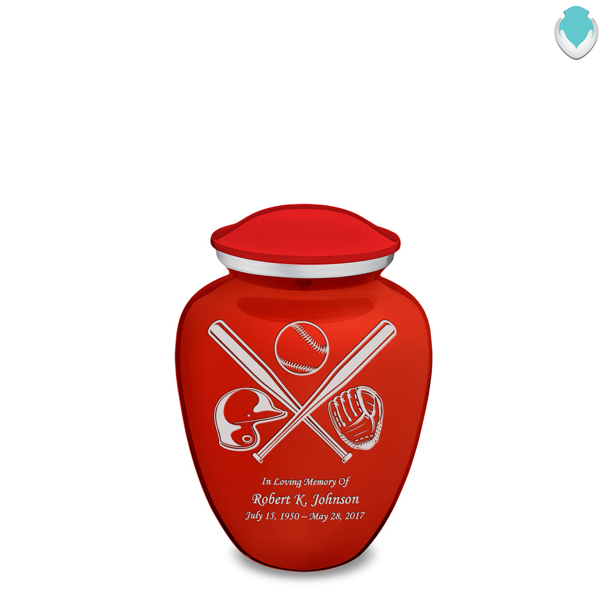 Medium Embrace Bright Red Baseball Cremation Urn